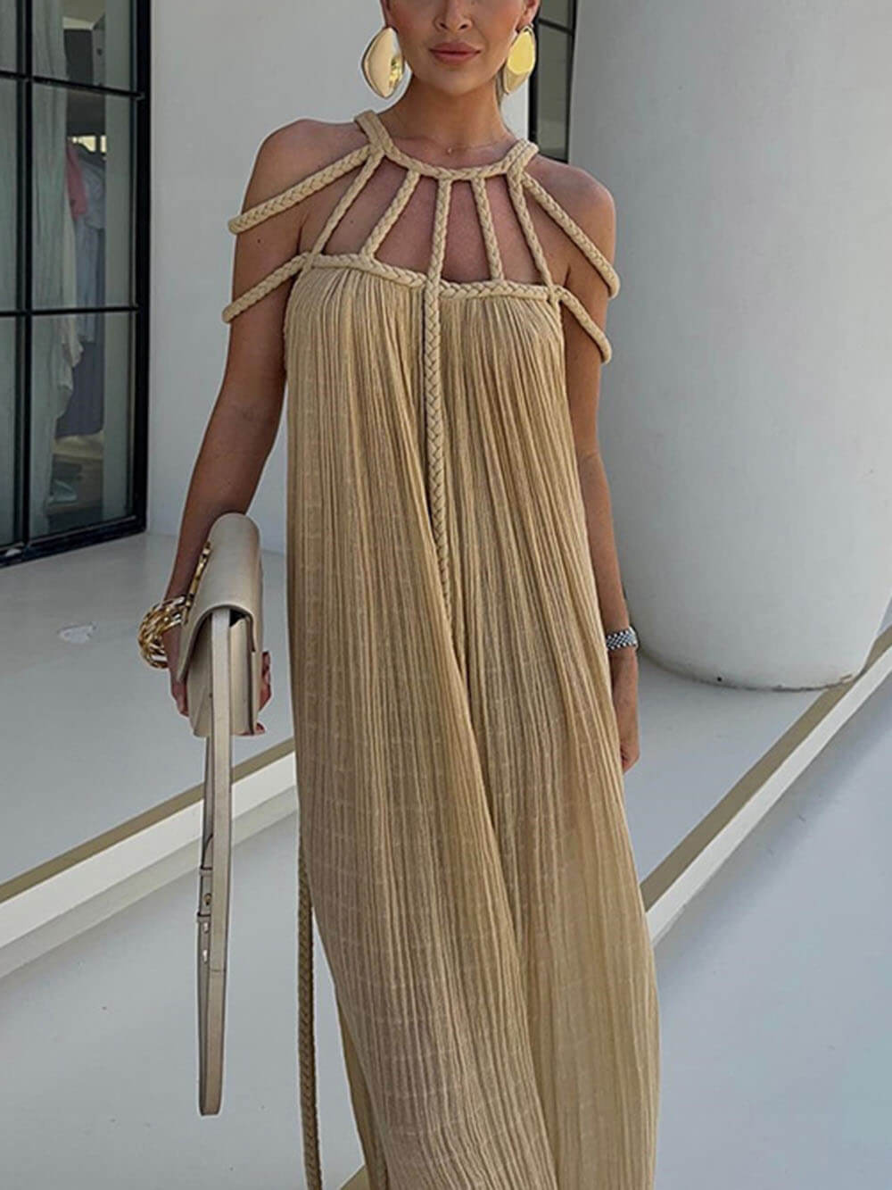 Cover Up Draped Braids Maxi Dress