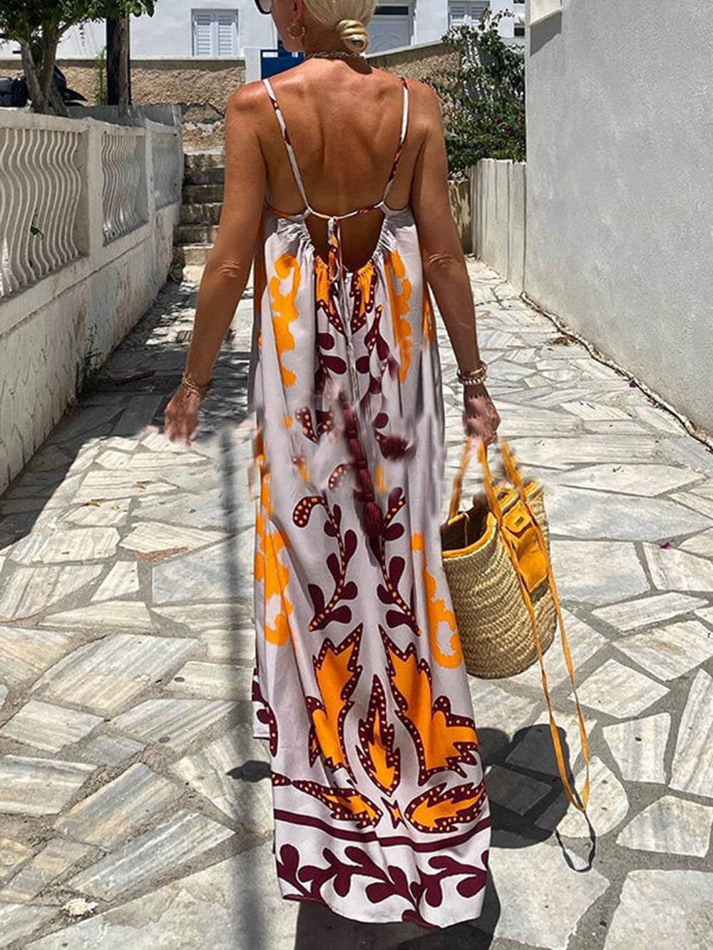 Loose Ethnic Printed Cami Maxi Dress