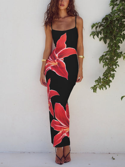 Abstract Unforgettable Floral Print Maxi Dress