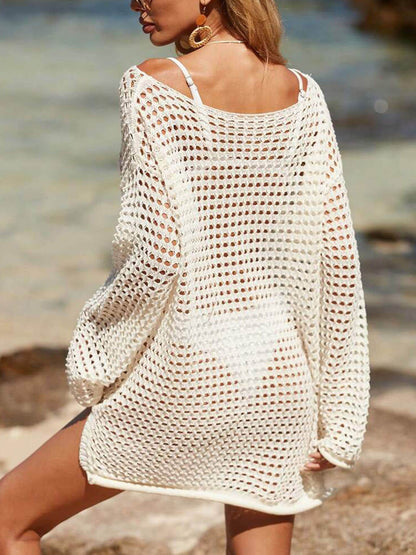 Cutout Knitted Beach Bikini Sun Protection Cover-Up