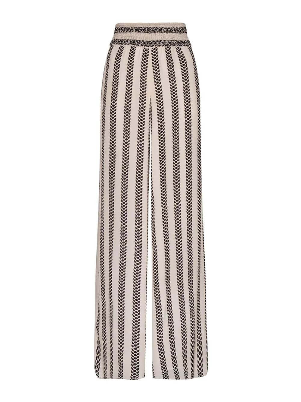 Unique Pleated Waist Snake Print Loose Pocket Wide Leg Pants