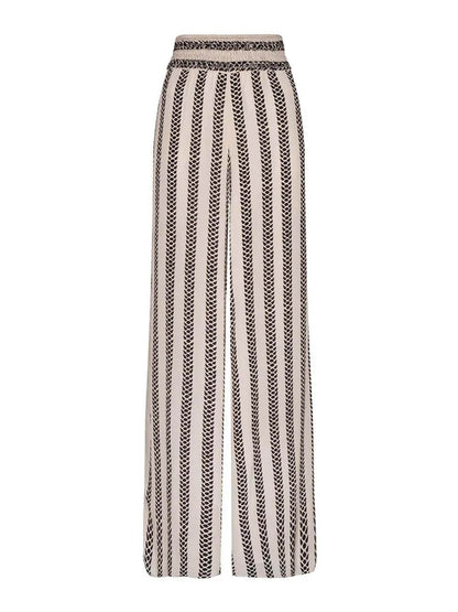 Unique Pleated Waist Snake Print Loose Pocket Wide Leg Pants