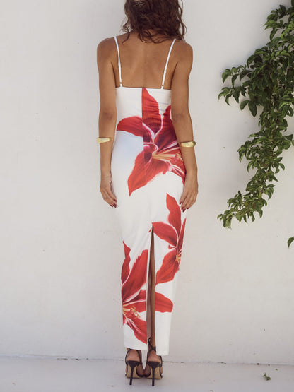 Abstract Unforgettable Floral Print Maxi Dress