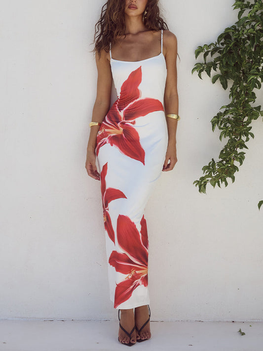 Abstract Unforgettable Floral Print Maxi Dress