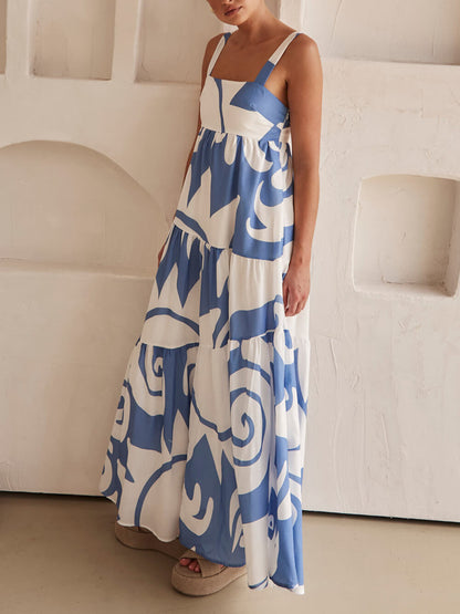 Enchanting Geometric Print Maxi Dress