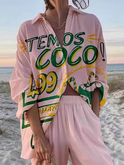 Unique Vacation Loose Printed Oversized Shirt