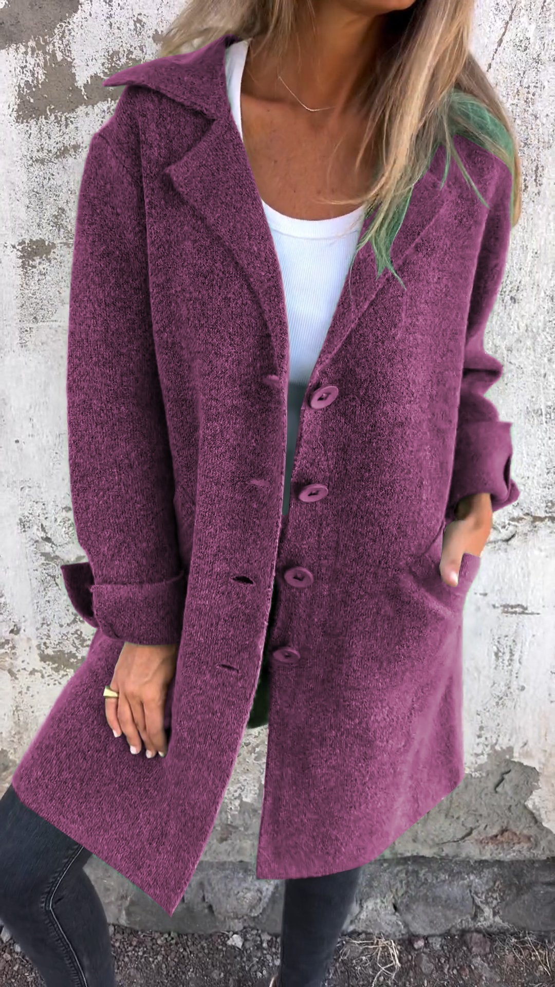 Eve | Casual Long Coat with Lapels