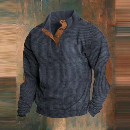 CEDARWOOD - CLASSIC HENLEY RIBBED SWEATER