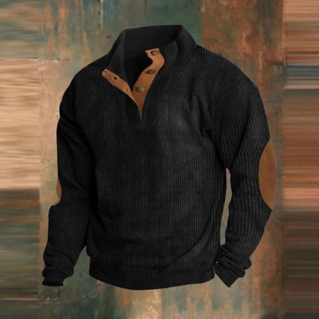 CEDARWOOD - CLASSIC HENLEY RIBBED SWEATER