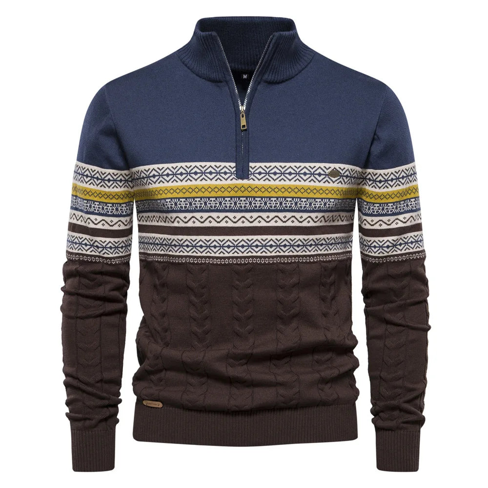 Jasper | Fair Isle sweater with half zipper