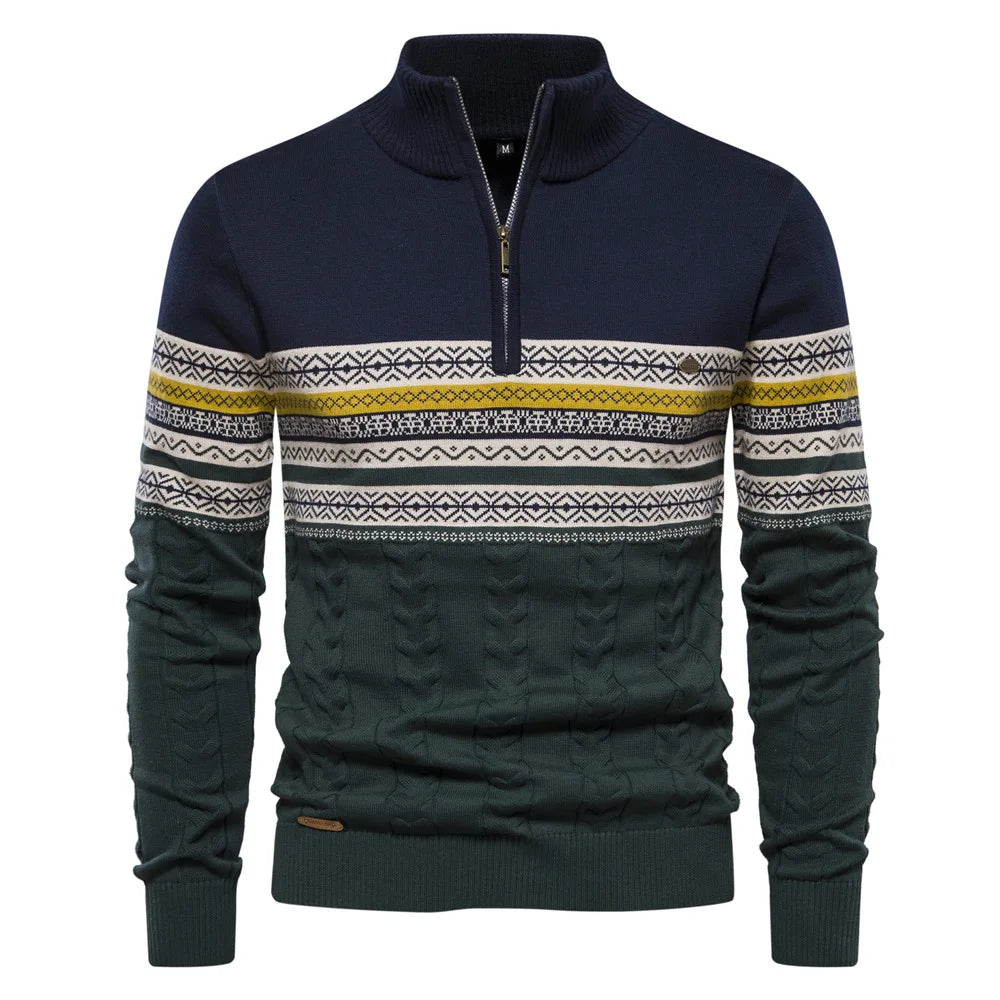 Jasper | Fair Isle sweater with half zipper