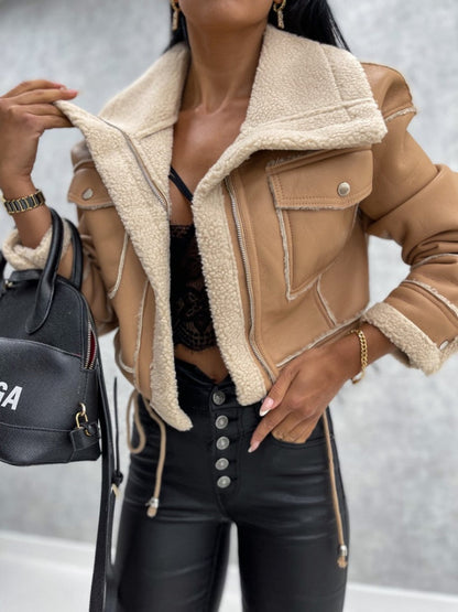 Leather Jacket with Warm Wool