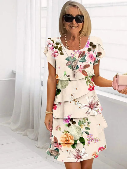 Giselle™ - Pleated Ruffled Floral Dress