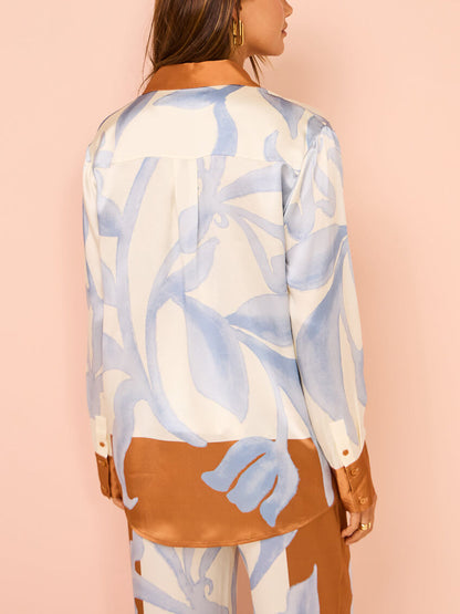 Tie-Dye Exquisite Contrast Floral Loose Shirt