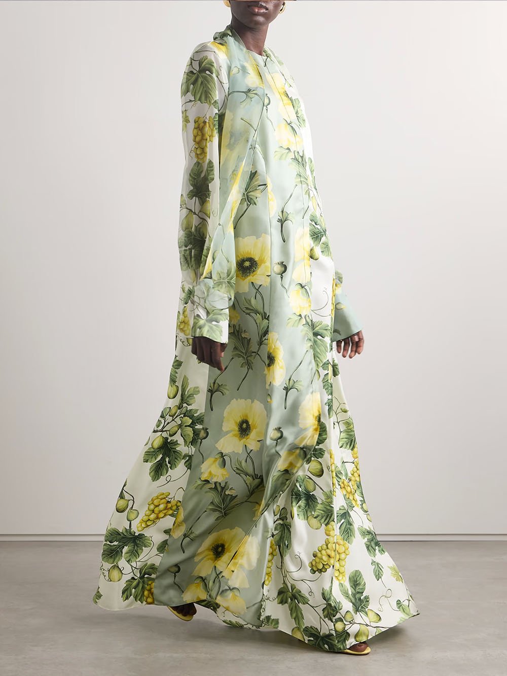 Delicate Floral And Fruit Print Maxi Dress