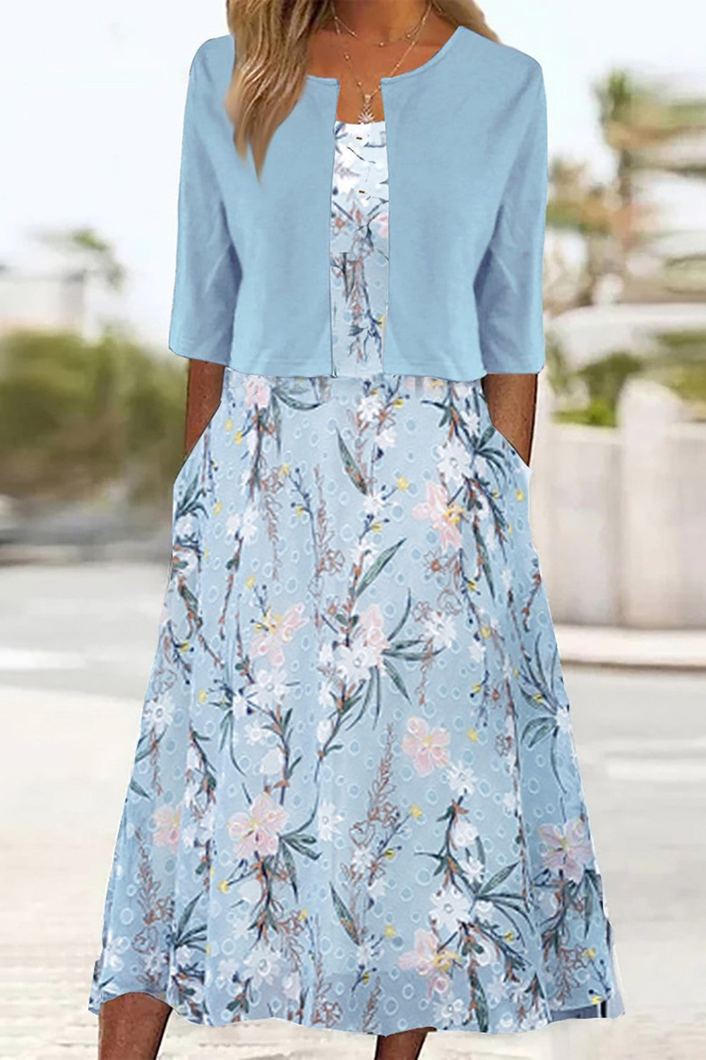 Elise - Floral Two Piece Midi Dress